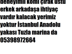 deneyimli komi çırak üstü erkek arkadaşa ihtiyaç vardır kalacak yerimiz yoktur İstanbul Anadolu yakası Tuzla marina da 05398972664