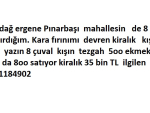 Devren satılık fırın yer Tekirdağ ergene 05541184902